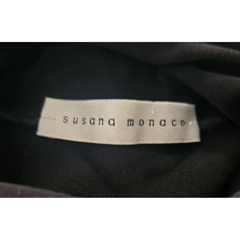 Susana Monaco Junior Medium Black Short Sleeve Turtle Neck Supplex Stretch Top - Picture 4 of 5